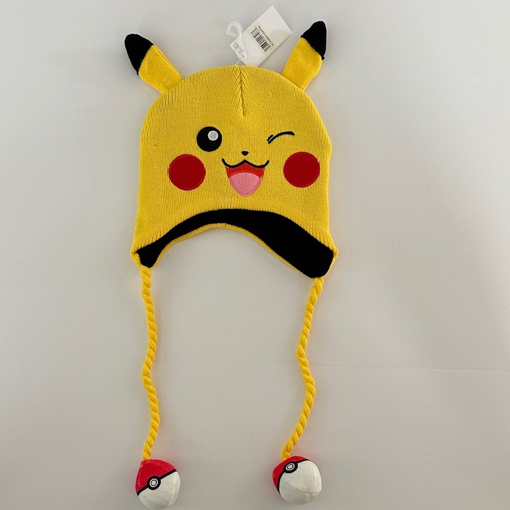 Yellow Pokeman Pikachu Knit Hat with Ear Flaps